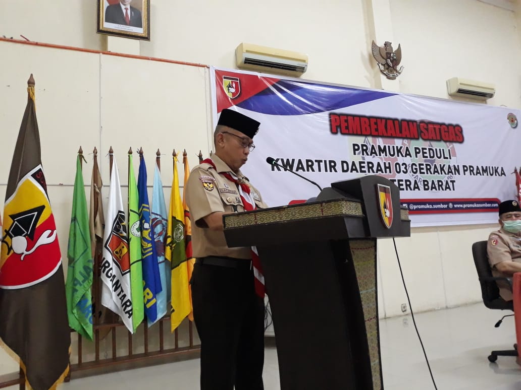 Dansatgas Pramuka Peduli Covid-19 Kwarnas Sampaikan Pembekalan dan Bantuan di Kwarda Sumbar