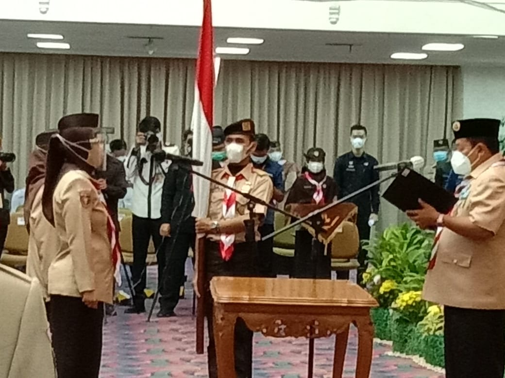 Disaksikan Sekjend Kwarnas, Kamabida Lantik Pengurus Kwarda dan LPK Gerakan Pramuka Lampung 2020-2025