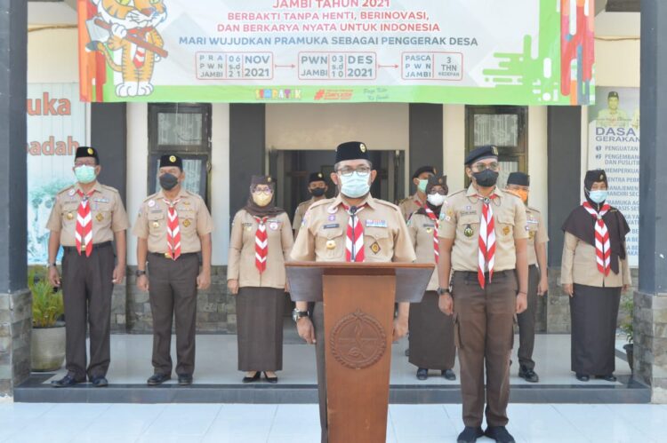 Kak Sudirman Lepas Keberangkatan Kontingen Kwarda Jambi ke PWN 2021