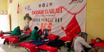 Peringati Baden-Powell Day ke-165 Kwarran Cepu Gelar Donor Darah