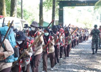 Pramuka Kwarcab Kabupaten Bogor Ditempa Bela Negara di Dodiklatpur Rindam Jaya