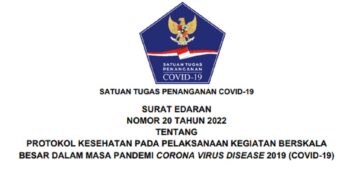 Surat Edaran Satgas COVID-19 No.20/2022 tentang Protokol Kesehatan