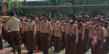 Pramuka Penggalang SDN Semplak 2 Gelar Pemantapan Baris-Berbaris