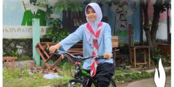 Pramuka Dari Gudep Pangkalan SMPN 3 Citeureup Tempuh SKK Bersepeda