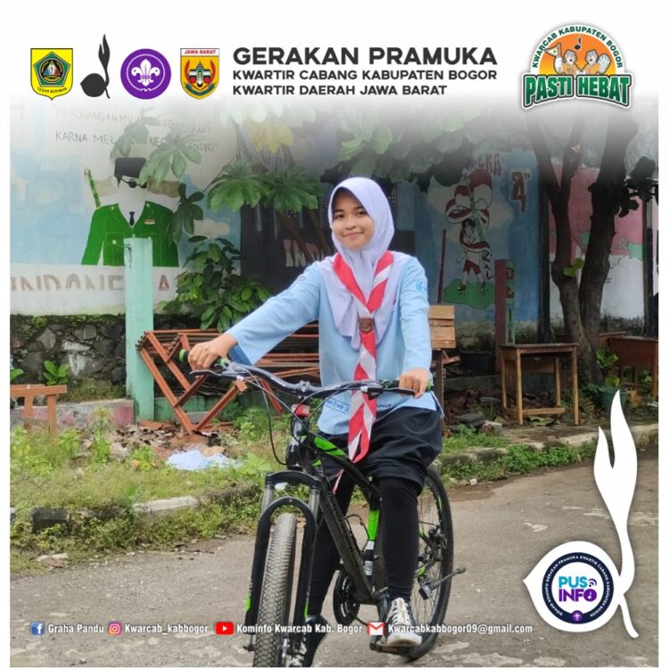 Pramuka Dari Gudep Pangkalan SMPN 3 Citeureup Tempuh SKK Bersepeda