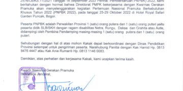 Pertemuan Nasional Pramuka Berkebutuhan Khusus Kembali Akan Digelar Akhir Oktober 2022