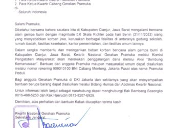 Kwarnas Galang Bumbung Kemanusian Gempa Bumi Cianjur
