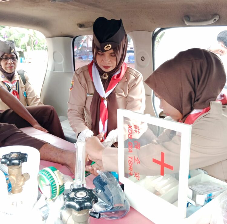 SBH Pangkalan Puskesmas Sri Gunung Ikut Tangani Kesehatan di LT-II Kwarran Sungai Lilin