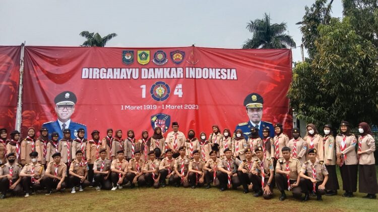 Kwarran Citeureup Kabupaten Bogor Kirimkan Personil Ikuti Upacara HUT Damkar Tahun 2023