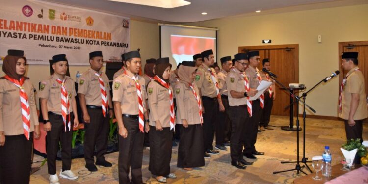 Pertama di Riau, Saka Adhyasta Pemilu Kwarcab Pekanbaru Resmi Dilantik