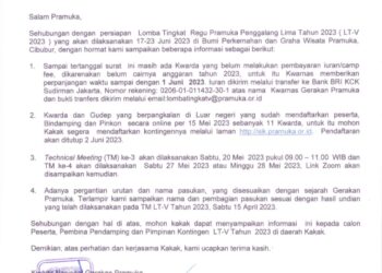 Kwarnas Perpanjang Waktu Pembayaran Camp Fee Peserta LT-V Tahun 2023