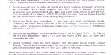 Kwarnas Perpanjang Waktu Pembayaran Camp Fee Peserta LT-V Tahun 2023