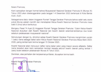 Kwarnas Buka Usulan Bakal Calon Ketua Kwarnas Masa Bakti 2023-2028