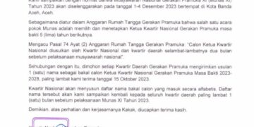 Kwarnas Buka Usulan Bakal Calon Ketua Kwarnas Masa Bakti 2023-2028