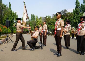 Pengawalan Panji Gerakan Pendidikan Kepanduan Praja Muda Karana dari Gambir ke Buperta Cibubur
