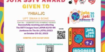 Berhasil Komunikasi Satelit, Peserta Jota Joti UPT SMAN 8 Bone Raih Jota SSTV Award dari LAPAN