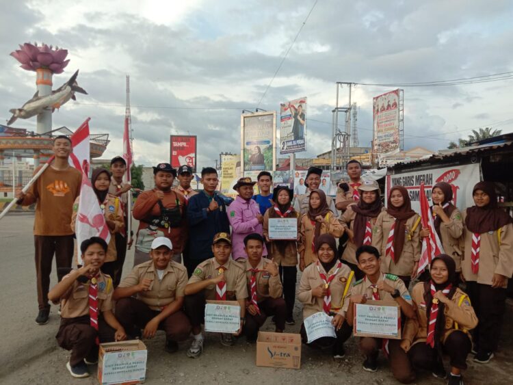 Peduli Banjir, Unit Pramuka Peduli Rengat Barat Lakukan Galang Dana
