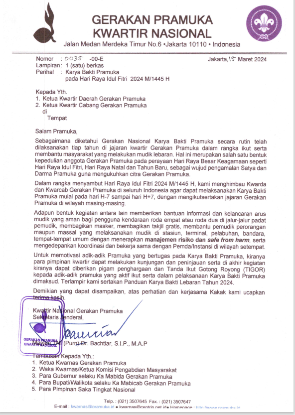 Kwarnas Himbau Kwarda dan Kwarcab Untuk Gelar Karya Bakti Lebaran 1445 H